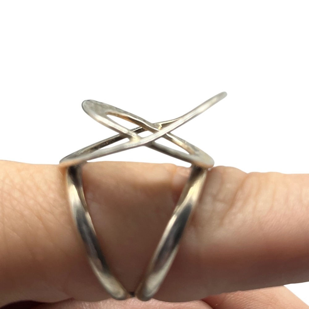Abstract Sterling Silver Ring Interlocking Loops … - image 3